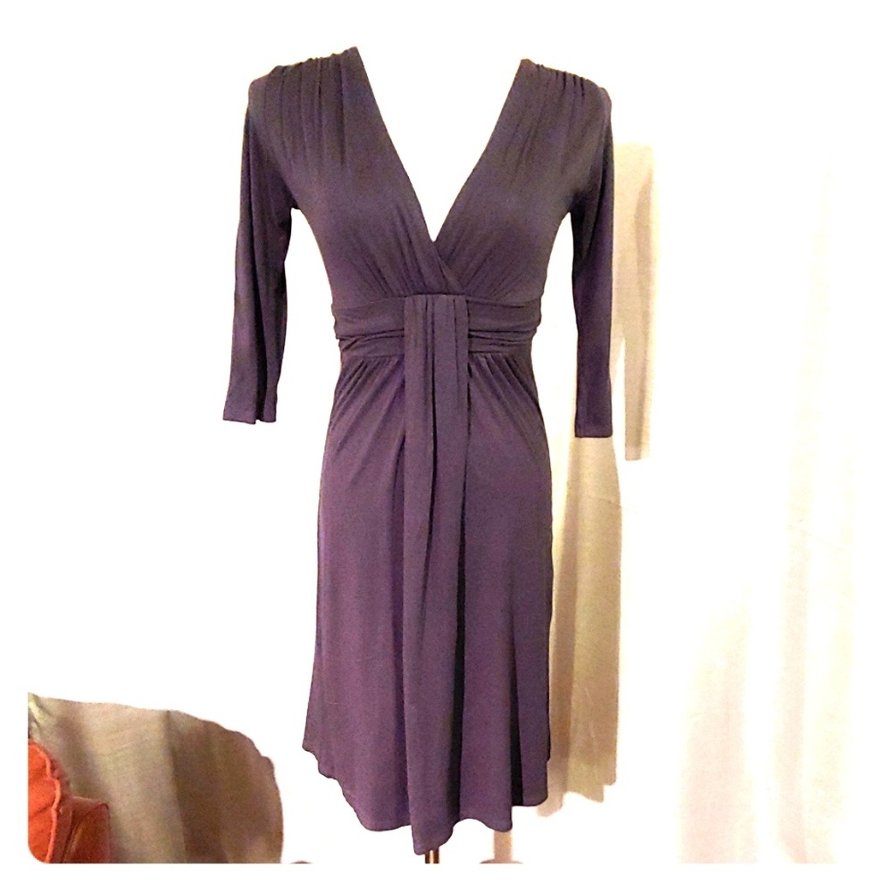 V-neck dark blue dress